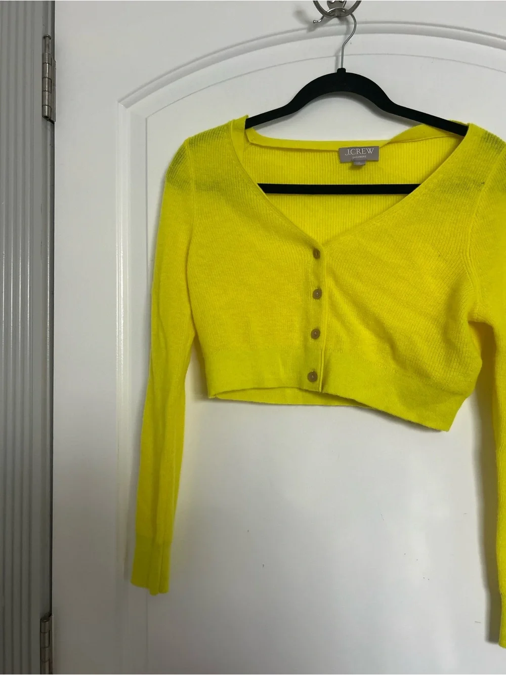 J. Crew Featherweight 100% cashmere cropped cardigan sweater Size S Preppy Chic